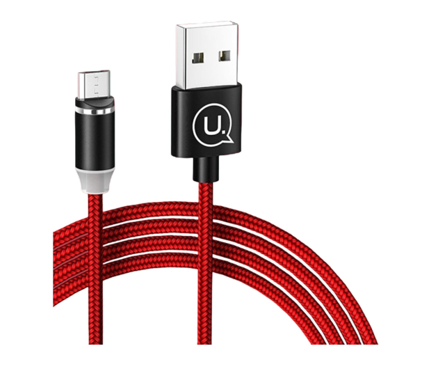 USAMS Kabel magnetyczny U-Sure microUSB1m 2,1A pleciony czerwony - 1569002 - zdjęcie